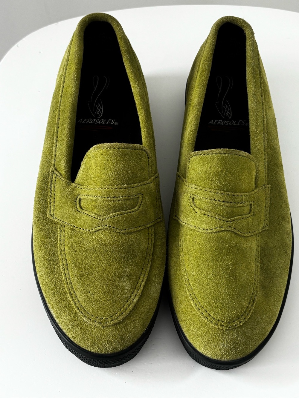 NWOT Aerosoles Women’s   Green Suede Penny Loafers